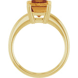 14K Gold Emerald Natural Citrine Double-Prong Ring - Yellow Gold - view 2