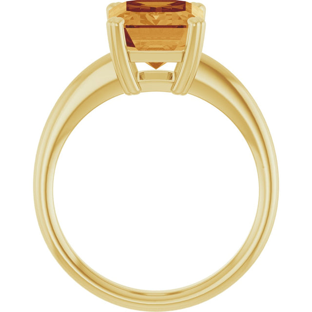 14K Gold Emerald Natural Citrine Double-Prong Ring - Yellow Gold - view 2