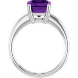 14K Gold Emerald Natural Amethyst Double-Prong Ring - White Gold - view 2
