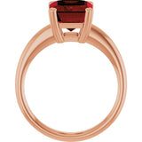 14K Gold Emerald Natural Mozambique Garnet Double-Prong Ring - Rose Gold - view 2