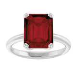 Platinum Emerald Natural Mozambique Garnet Double-Prong Ring - view 3