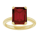 14K Gold Emerald Natural Mozambique Garnet Double-Prong Ring - Yellow Gold - view 3
