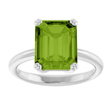 Platinum Emerald Natural Peridot Double-Prong Ring - view 3
