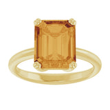 14K Gold Emerald Natural Citrine Double-Prong Ring - Yellow Gold - view 3