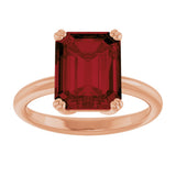 14K Gold Emerald Natural Mozambique Garnet Double-Prong Ring - Rose Gold - view 3