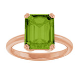 14K Gold Emerald Natural Peridot Double-Prong Ring - Rose Gold - view 3