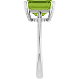 14K Gold Emerald Natural Peridot Double-Prong Ring - White Gold - view 4