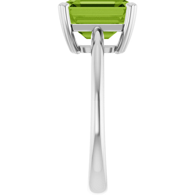 Platinum Emerald Natural Peridot Double-Prong Ring - view 4