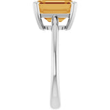Platinum Emerald Natural Citrine Double-Prong Ring - view 4