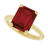 14K Gold Emerald Natural Mozambique Garnet Double-Prong Ring - Yellow Gold - view 5