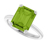 Platinum Emerald Natural Peridot Double-Prong Ring - view 5