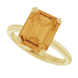14K Gold Emerald Natural Citrine Double-Prong Ring - Yellow Gold - view 5