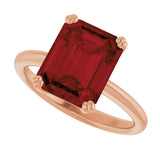 14K Gold Emerald Natural Mozambique Garnet Double-Prong Ring - Rose Gold - view 5