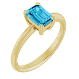 10K Gold Oval Natural Aquamarine Double-Prong Ring - Yellow Gold