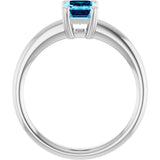 10K Gold Oval Natural Aquamarine Double-Prong Ring - White Gold - view 2