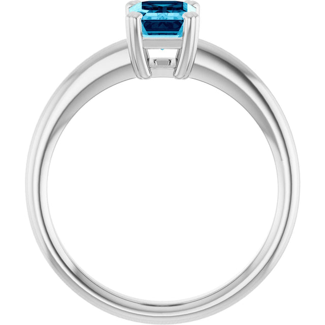 10K Gold Oval Natural Aquamarine Double-Prong Ring - White Gold - view 2