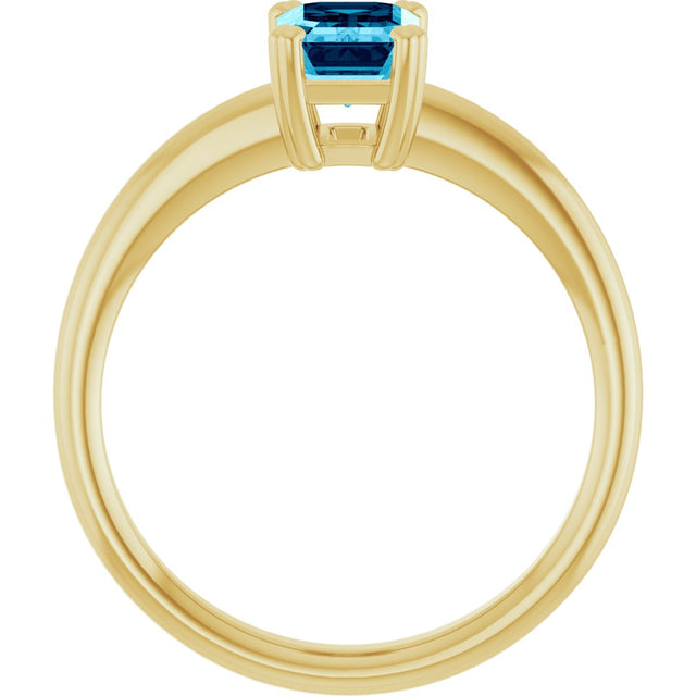 10K Gold Oval Natural Aquamarine Double-Prong Ring - Yellow Gold - view 2
