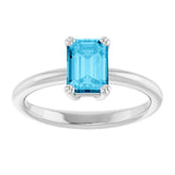 10K Gold Oval Natural Aquamarine Double-Prong Ring - White Gold - view 3
