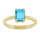 10K Gold Oval Natural Aquamarine Double-Prong Ring - Yellow Gold - view 3