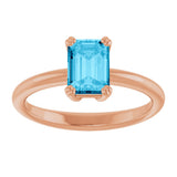 14K Gold Oval Natural Aquamarine Double-Prong Ring - Rose Gold - view 3