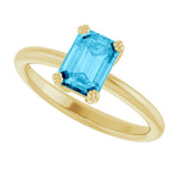 10K Gold Oval Natural Aquamarine Double-Prong Ring - Yellow Gold - view 5