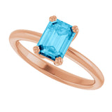 14K Gold Oval Natural Aquamarine Double-Prong Ring - Rose Gold - view 5