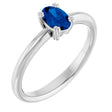 10K Gold Oval Lab-Grown Blue Sapphire Double-Prong Ring - White Gold