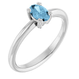 10K Gold Oval Natural Sky Blue Topaz Double-Prong Ring - White Gold