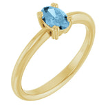 10K Gold Oval Natural Sky Blue Topaz Double-Prong Ring - Yellow Gold