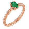 14K Gold Oval Lab-Grown Emerald Double-Prong Ring - Rose Gold