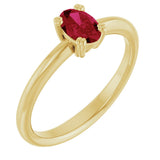 14K Gold Oval Lab-Grown Ruby Double-Prong Ring - Yellow Gold