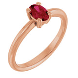 14K Gold Oval Lab-Grown Ruby Double-Prong Ring - Rose Gold