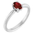 10K Gold Oval Natural Mozambique Garnet Double-Prong Ring - White Gold