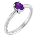 Platinum Emerald Natural Amethyst Double-Prong Ring