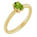 14K Gold Emerald Natural Peridot Double-Prong Ring - Yellow Gold