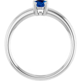 10K Gold Oval Lab-Grown Blue Sapphire Double-Prong Ring - White Gold - view 2