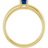 10K Gold Oval Lab-Grown Blue Sapphire Double-Prong Ring - Yellow Gold - view 2