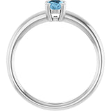 10K Gold Oval Natural Sky Blue Topaz Double-Prong Ring - White Gold - view 2