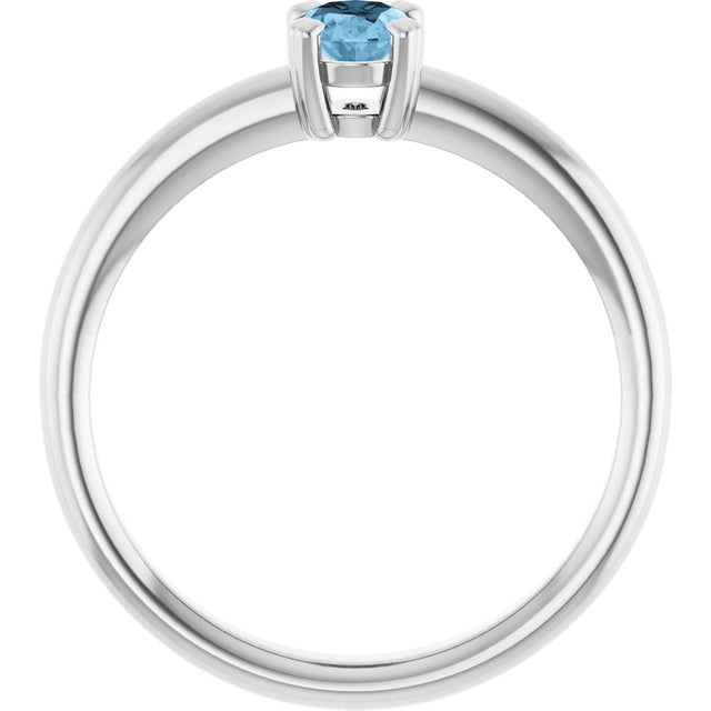 10K Gold Oval Natural Sky Blue Topaz Double-Prong Ring - White Gold - view 2