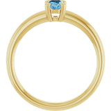 10K Gold Oval Natural Sky Blue Topaz Double-Prong Ring - Yellow Gold - view 2