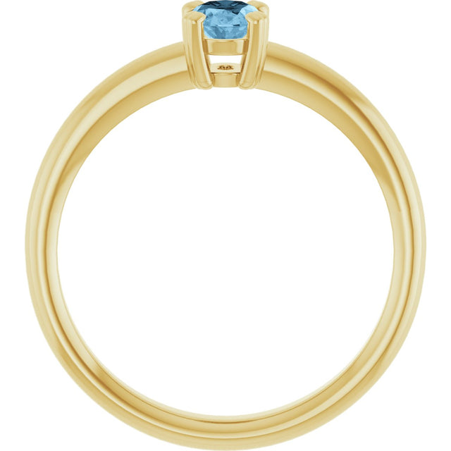 10K Gold Oval Natural Sky Blue Topaz Double-Prong Ring - Yellow Gold - view 2