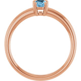 14K Gold Oval Natural Sky Blue Topaz Double-Prong Ring - Rose Gold - view 2