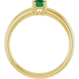 10K Gold Oval Lab-Grown Emerald Double-Prong Ring - Yellow Gold - view 2
