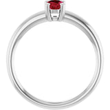 10K Gold Oval Lab-Grown Ruby Double-Prong Ring - White Gold - view 2