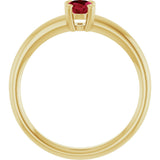 10K Gold Oval Lab-Grown Ruby Double-Prong Ring - Yellow Gold - view 2