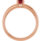 14K Gold Oval Lab-Grown Ruby Double-Prong Ring - Rose Gold - view 2
