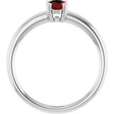 10K Gold Oval Natural Mozambique Garnet Double-Prong Ring - White Gold - view 2
