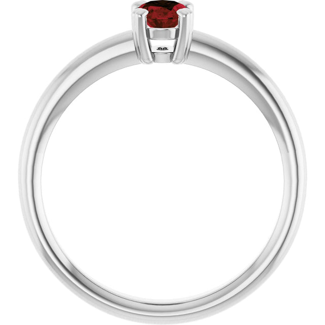 10K Gold Oval Natural Mozambique Garnet Double-Prong Ring - White Gold - view 2