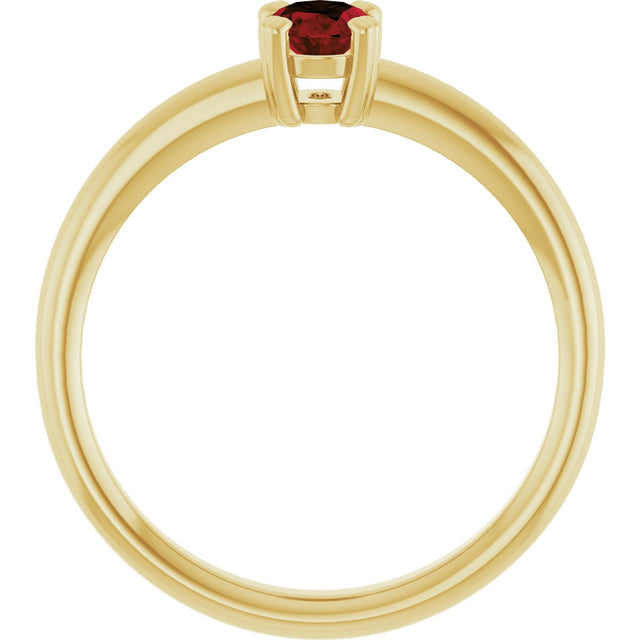 10K Gold Oval Natural Mozambique Garnet Double-Prong Ring - Yellow Gold - view 2