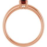 14K Gold Emerald Natural Mozambique Garnet Double-Prong Ring - Rose Gold - view 2